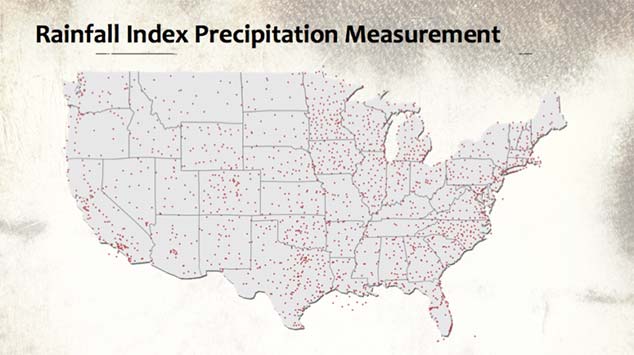 Rainfall index measurement stations